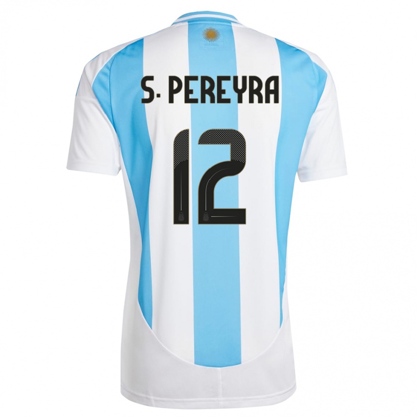 Niño Fútbol Camiseta Argentina Solana Pereyra #12 Blanco Azul 1ª Equipación 24-26