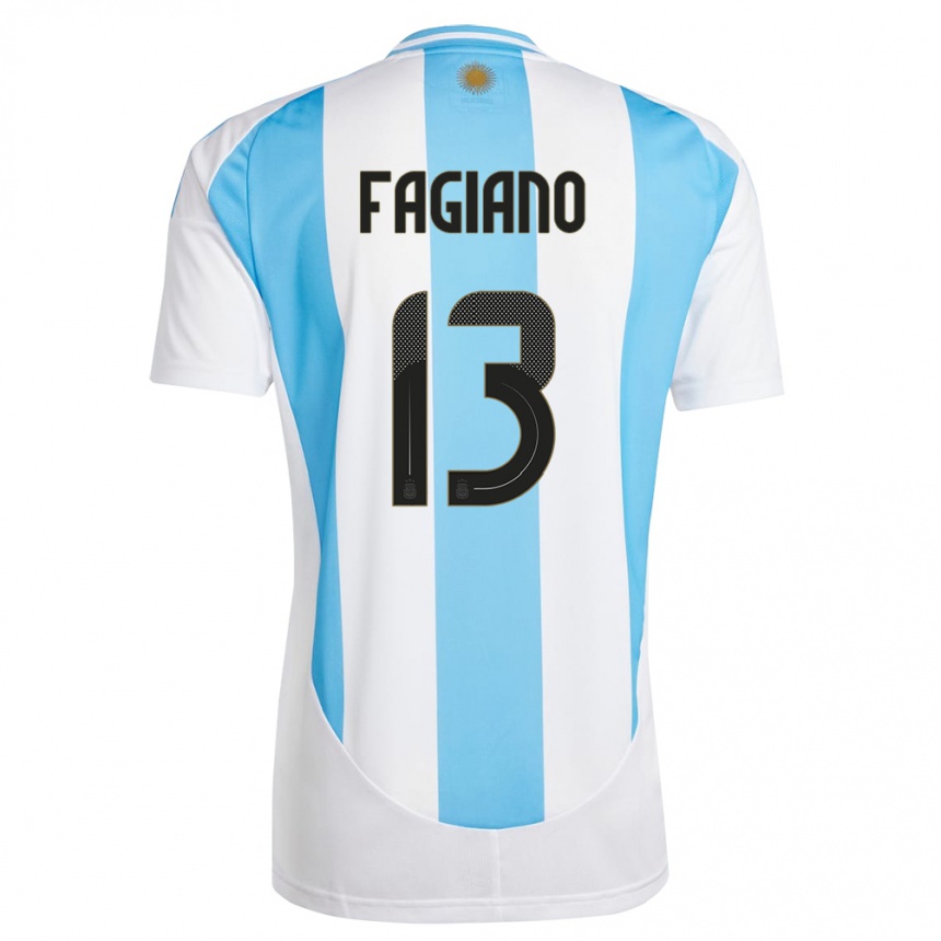 Niño Fútbol Camiseta Argentina Paloma Fagiano #13 Blanco Azul 1ª Equipación 24-26