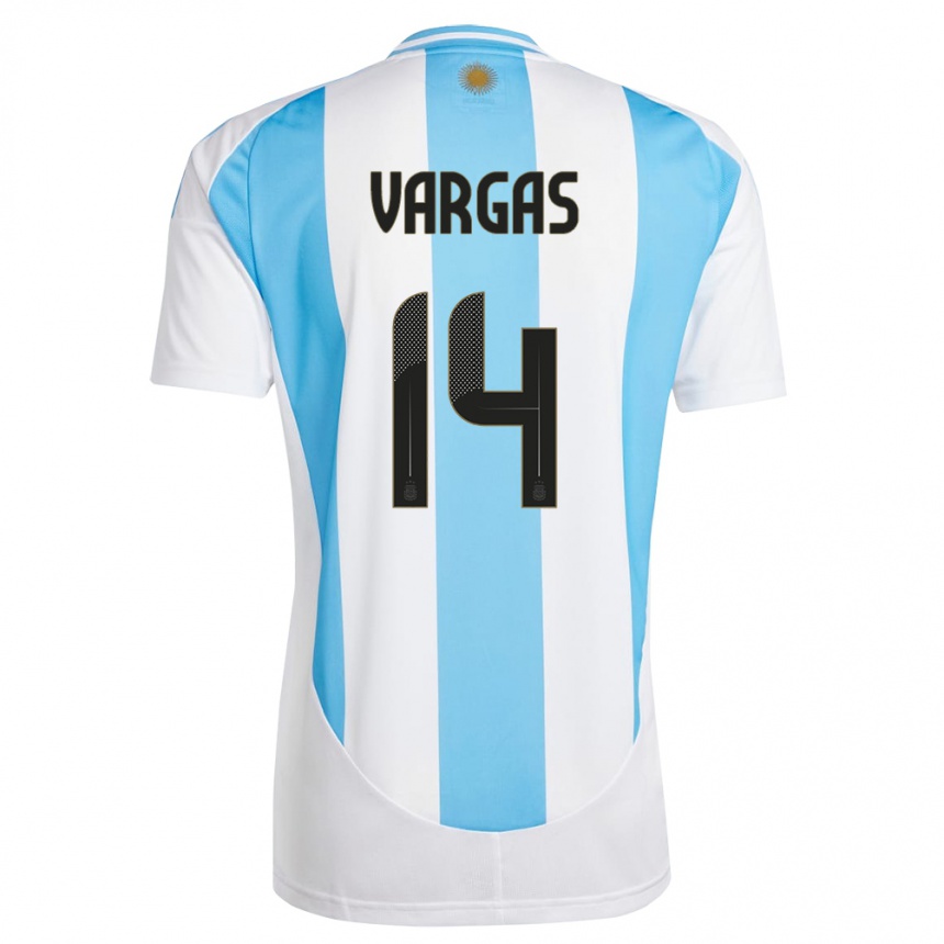 Niño Fútbol Camiseta Argentina Agustina Vargas #14 Blanco Azul 1ª Equipación 24-26