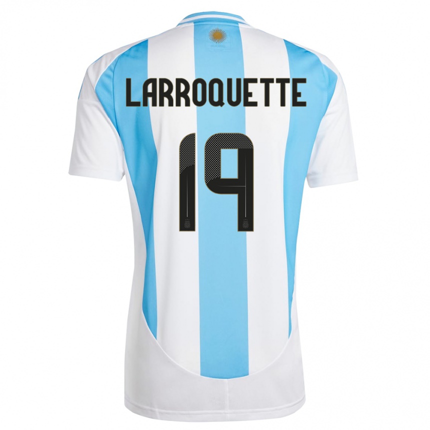 Niño Fútbol Camiseta Argentina Mariana Larroquette #19 Blanco Azul 1ª Equipación 24-26