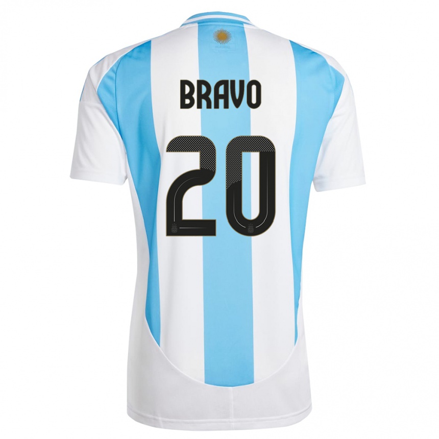 Niño Fútbol Camiseta Argentina Ruth Bravo #20 Blanco Azul 1ª Equipación 24-26