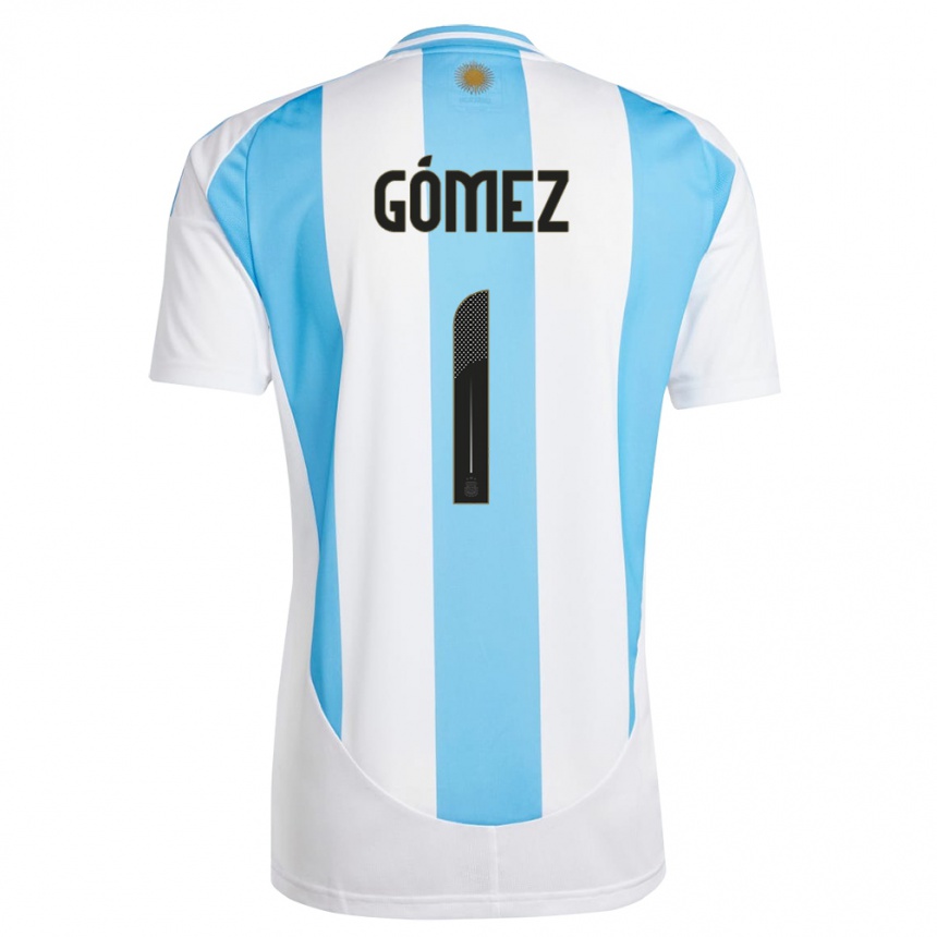 Niño Fútbol Camiseta Argentina Francisco Gomez #1 Blanco Azul 1ª Equipación 24-26