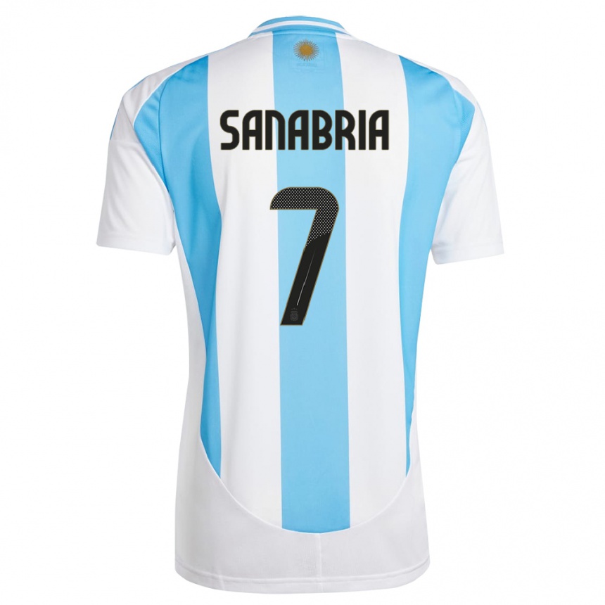 Niño Fútbol Camiseta Argentina Mateo Sanabria #7 Blanco Azul 1ª Equipación 24-26