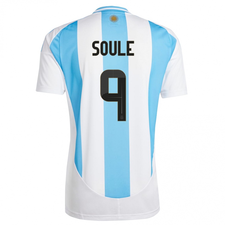 Niño Fútbol Camiseta Argentina Matias Soule #9 Blanco Azul 1ª Equipación 24-26