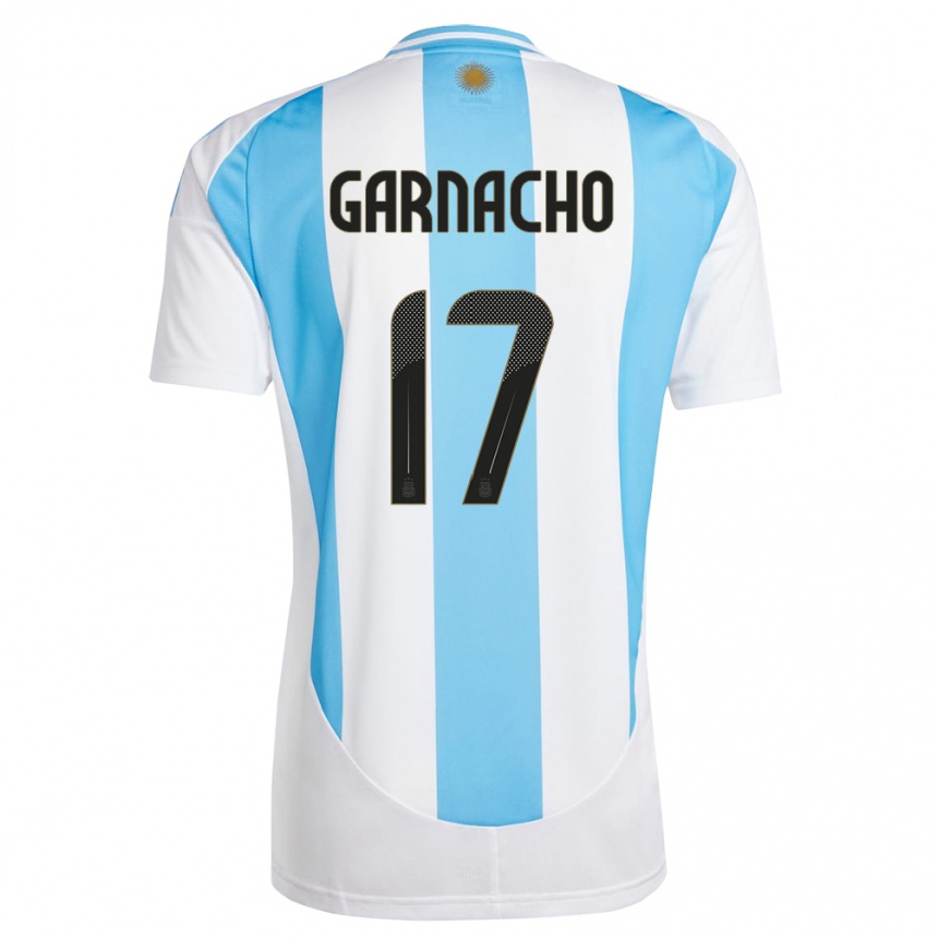 Niño Fútbol Camiseta Argentina Alejandro Garnacho #17 Blanco Azul 1ª Equipación 24-26