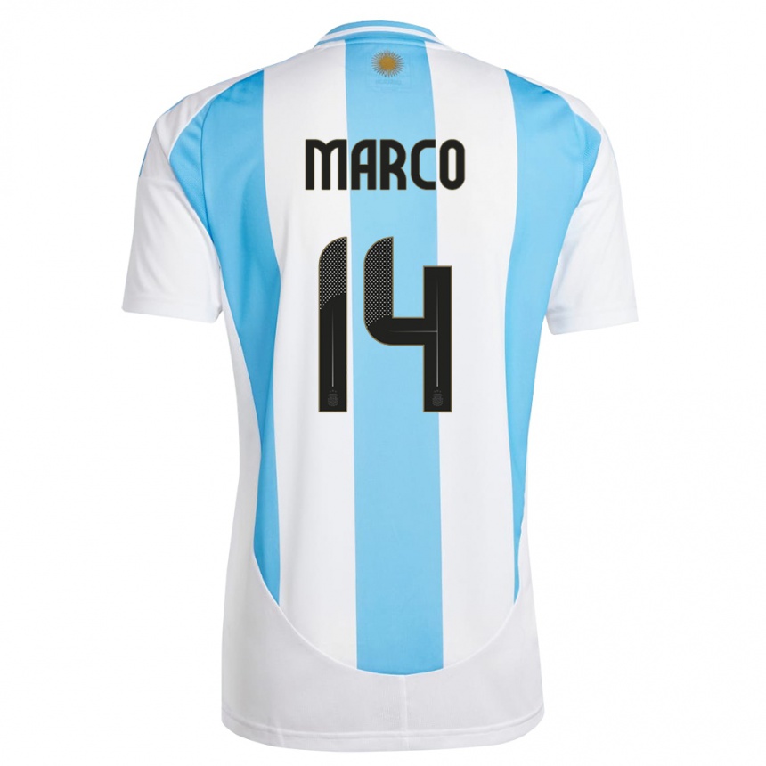 Niño Fútbol Camiseta Argentina Francisco Marco #14 Blanco Azul 1ª Equipación 24-26