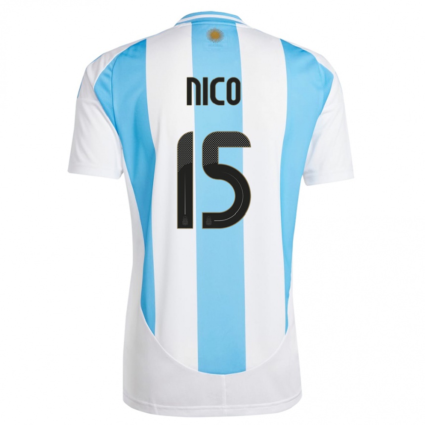 Niño Fútbol Camiseta Argentina Nico #15 Blanco Azul 1ª Equipación 24-26