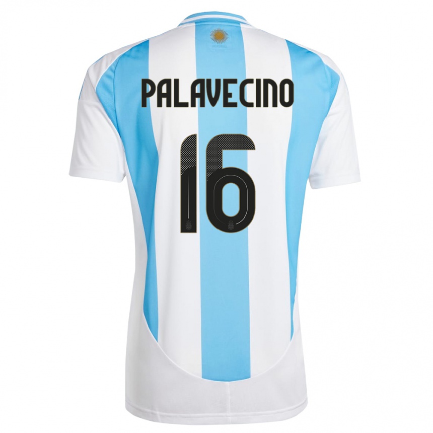 Niño Fútbol Camiseta Argentina Nicolas Palavecino #16 Blanco Azul 1ª Equipación 24-26