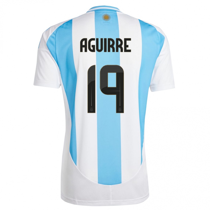 Niño Fútbol Camiseta Argentina Brian Aguirre #19 Blanco Azul 1ª Equipación 24-26