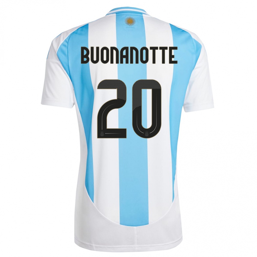 Niño Fútbol Camiseta Argentina Facundo Buonanotte #20 Blanco Azul 1ª Equipación 24-26