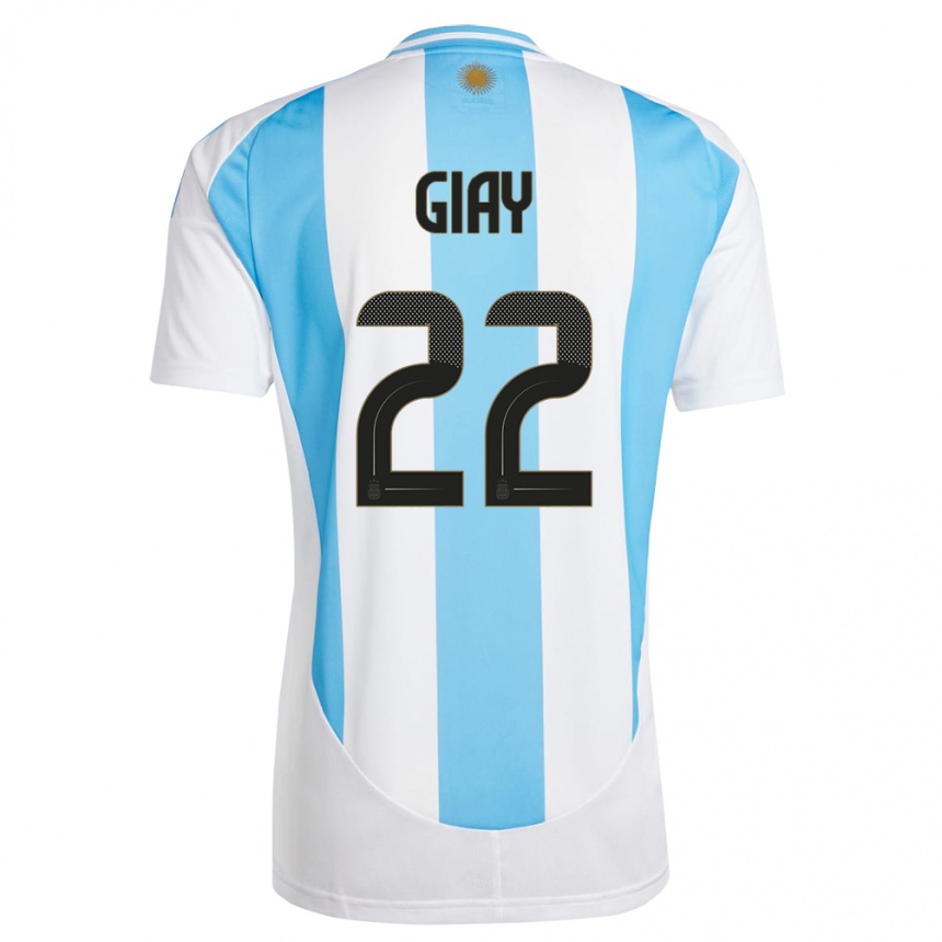 Niño Fútbol Camiseta Argentina Agustin Giay #22 Blanco Azul 1ª Equipación 24-26