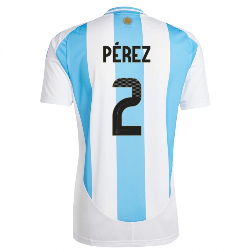 Niño Fútbol Camiseta Argentina Nehuen Perez #2 Blanco Azul 1ª Equipación 24-26