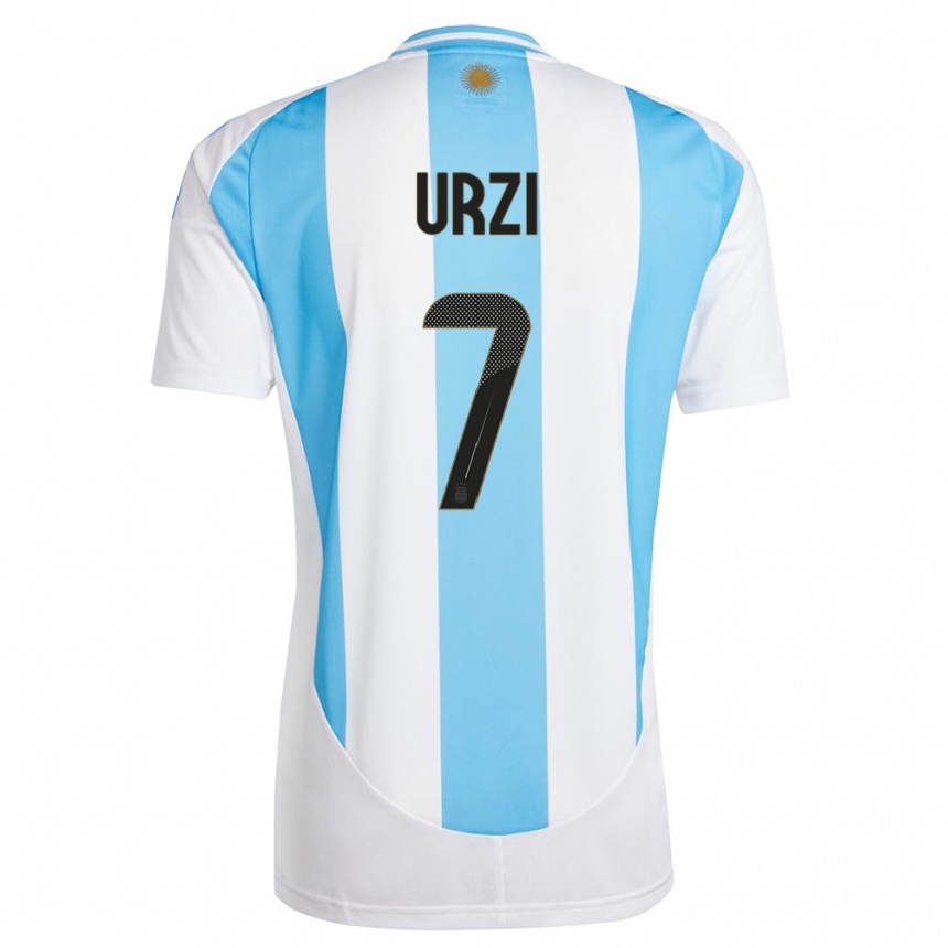 Niño Fútbol Camiseta Argentina Agustin Urzi #7 Blanco Azul 1ª Equipación 24-26