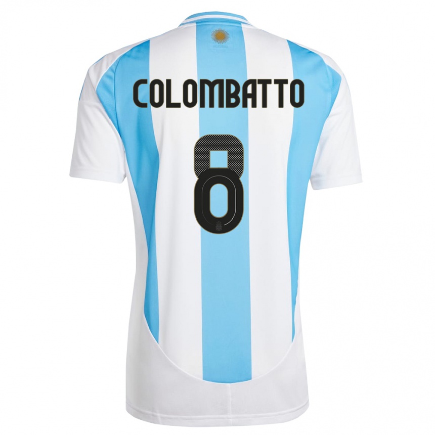 Niño Fútbol Camiseta Argentina Santiago Colombatto #8 Blanco Azul 1ª Equipación 24-26