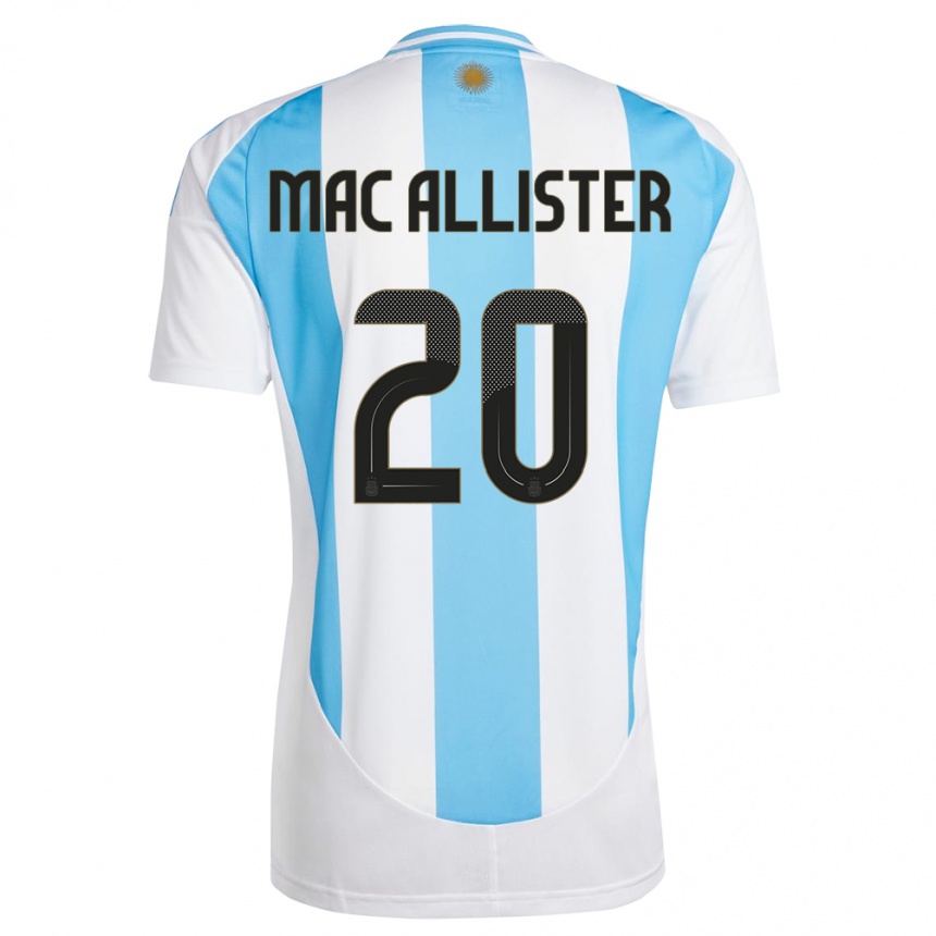 Niño Fútbol Camiseta Argentina Alexis Mac Allister #20 Blanco Azul 1ª Equipación 24-26