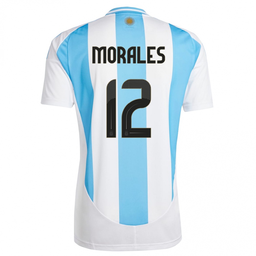 Niño Fútbol Camiseta Argentina Lautaro Morales #12 Blanco Azul 1ª Equipación 24-26