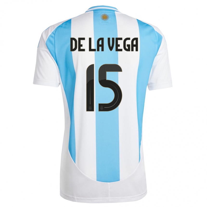 Niño Fútbol Camiseta Argentina Pedro De La Vega #15 Blanco Azul 1ª Equipación 24-26