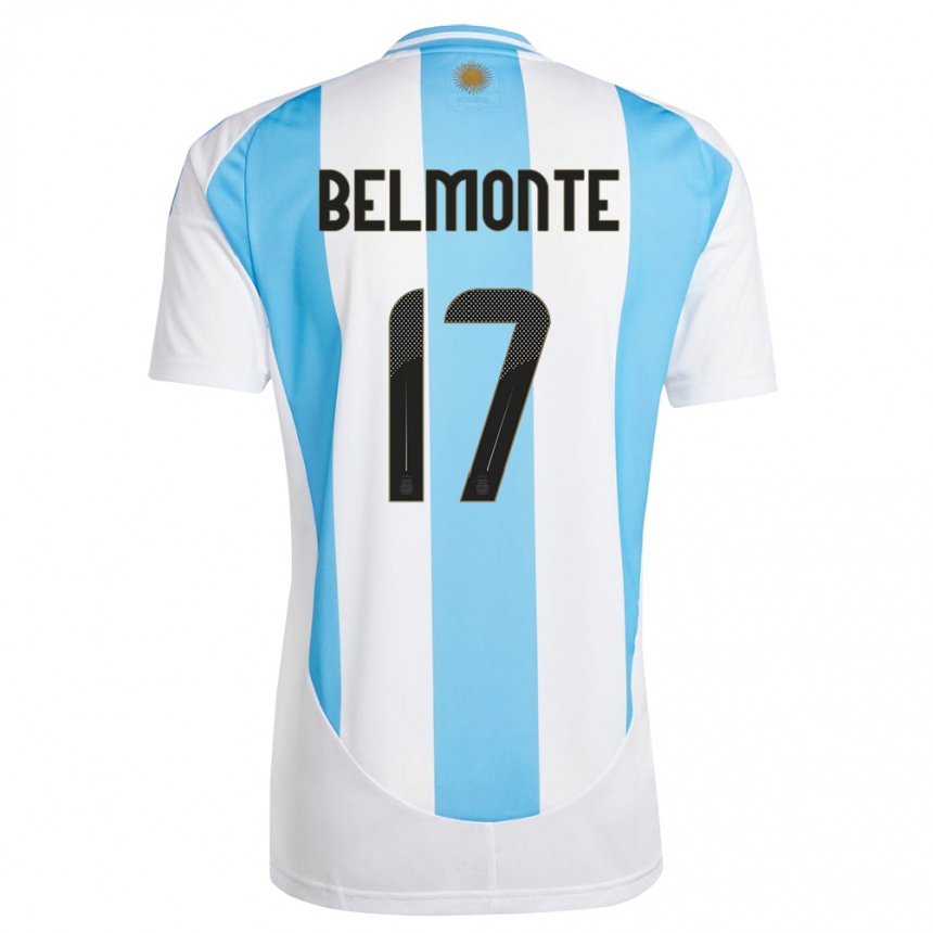 Niño Fútbol Camiseta Argentina Tomas Belmonte #17 Blanco Azul 1ª Equipación 24-26