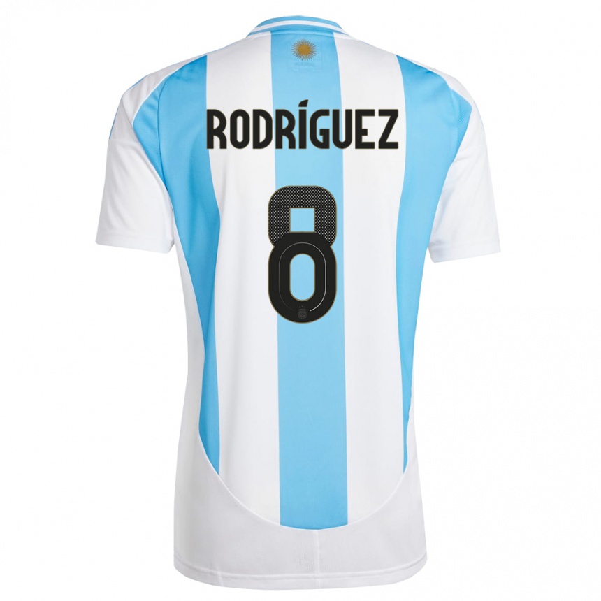 Niño Fútbol Camiseta Argentina Agustin Rodriguez #8 Blanco Azul 1ª Equipación 24-26