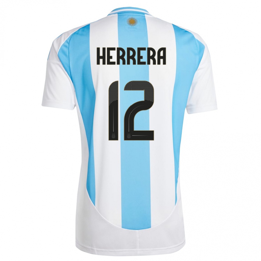 Niño Fútbol Camiseta Argentina Franco Herrera #12 Blanco Azul 1ª Equipación 24-26