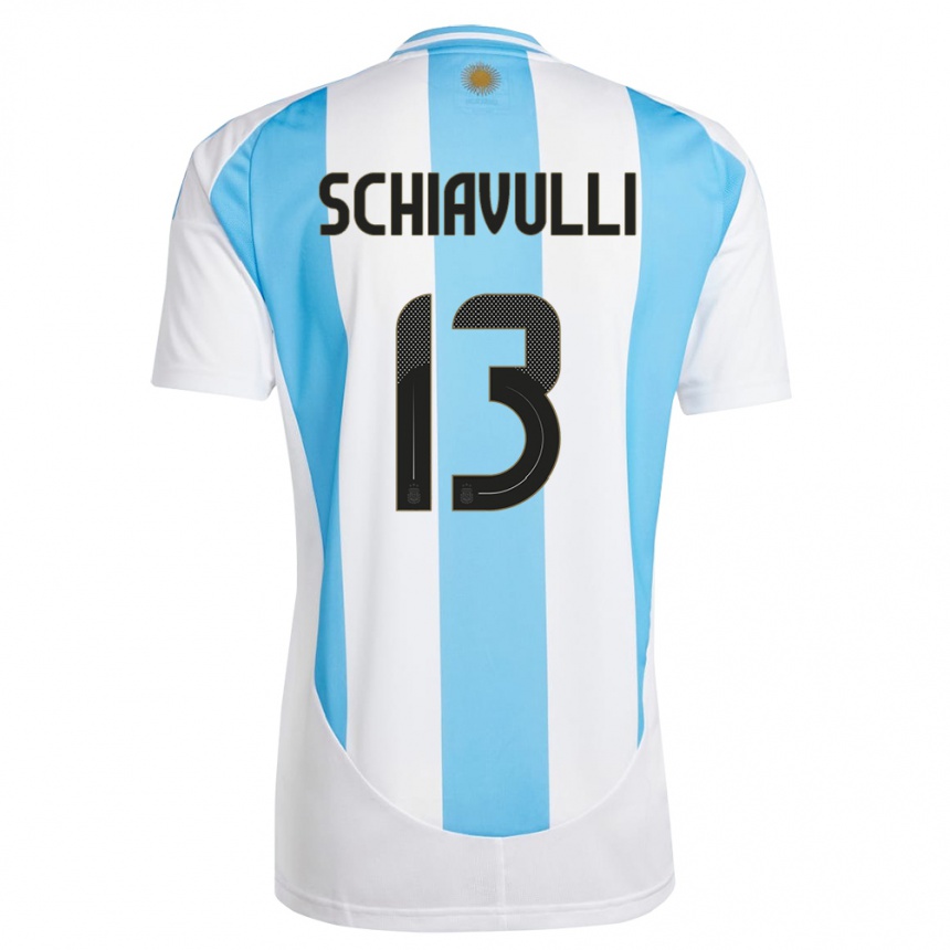 Niño Fútbol Camiseta Argentina Thiago Schiavulli #13 Blanco Azul 1ª Equipación 24-26