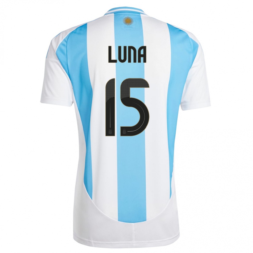 Niño Fútbol Camiseta Argentina Alex Luna #15 Blanco Azul 1ª Equipación 24-26