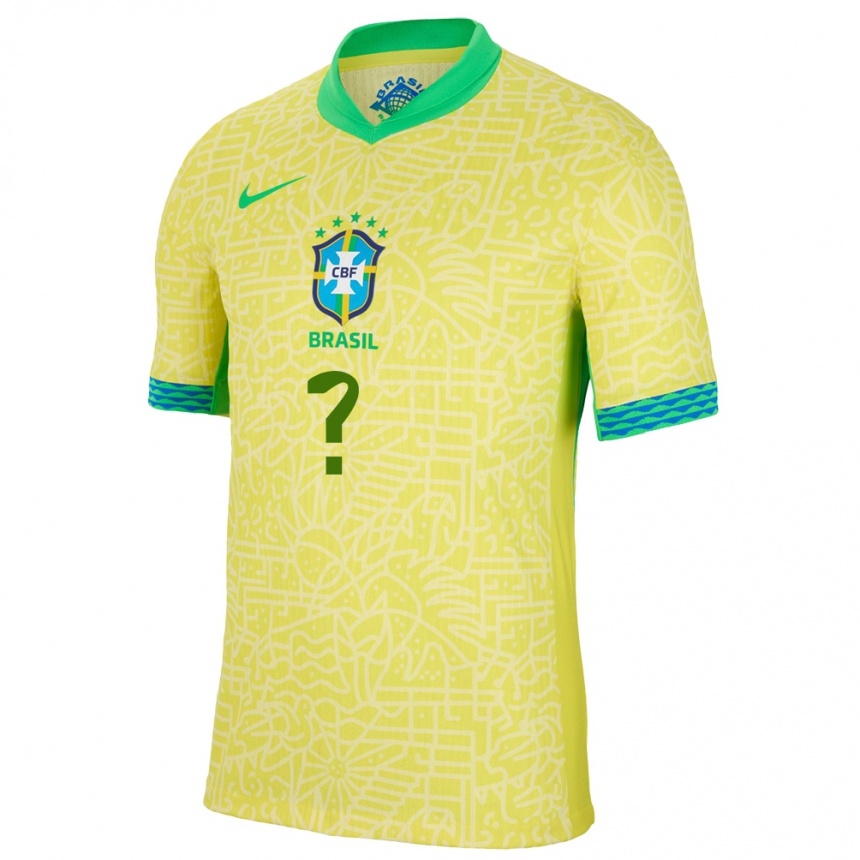 Niño Fútbol Camiseta Brasil Su Nombre #0 Amarillo 1ª Equipación 24-26