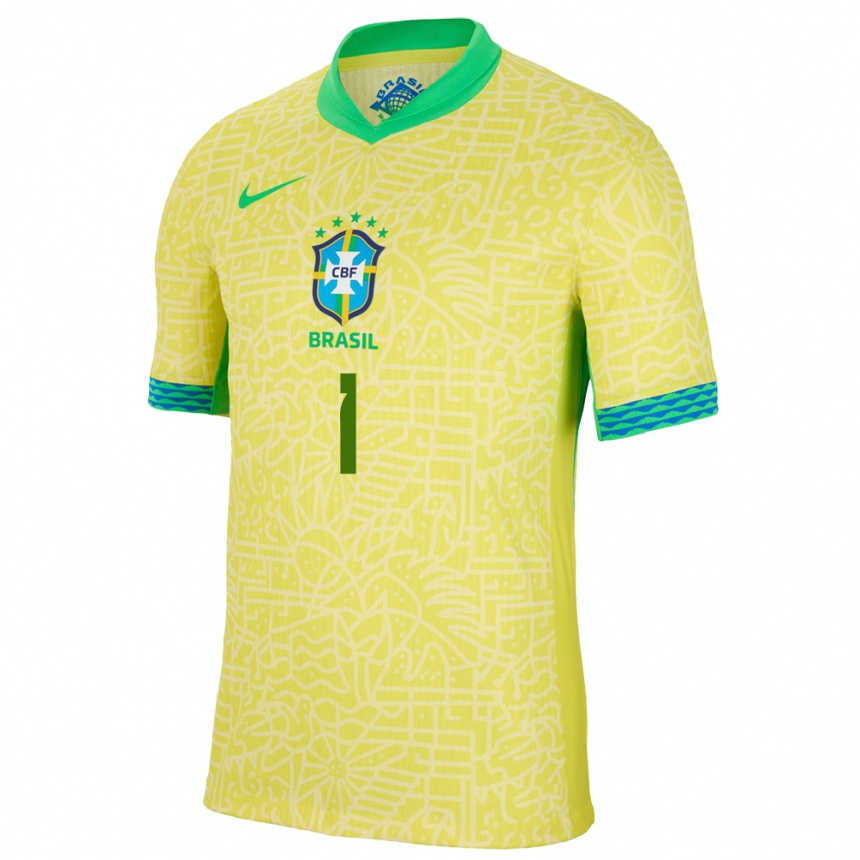 Niño Fútbol Camiseta Brasil Mycael Pontes #1 Amarillo 1ª Equipación 24-26