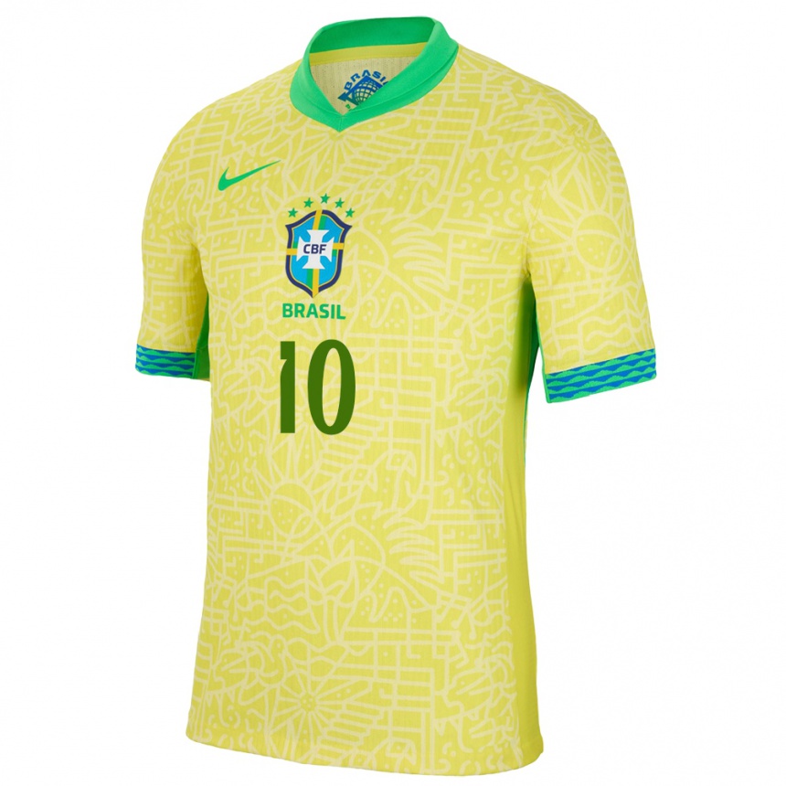 Niño Fútbol Camiseta Brasil Rodrygo #10 Amarillo 1ª Equipación 24-26