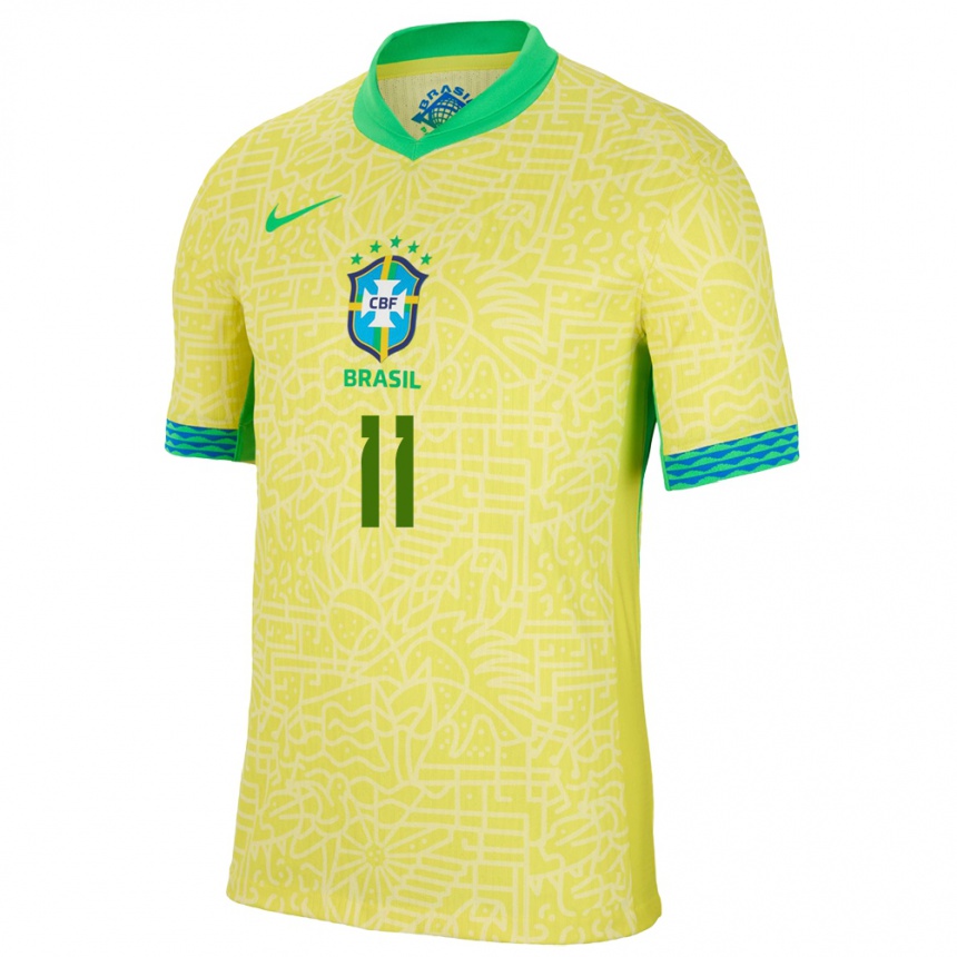 Niño Fútbol Camiseta Brasil Caio #11 Amarillo 1ª Equipación 24-26