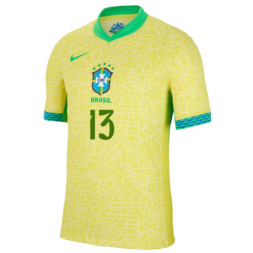 Niño Fútbol Camiseta Brasil Vitor Reis #13 Amarillo 1ª Equipación 24-26