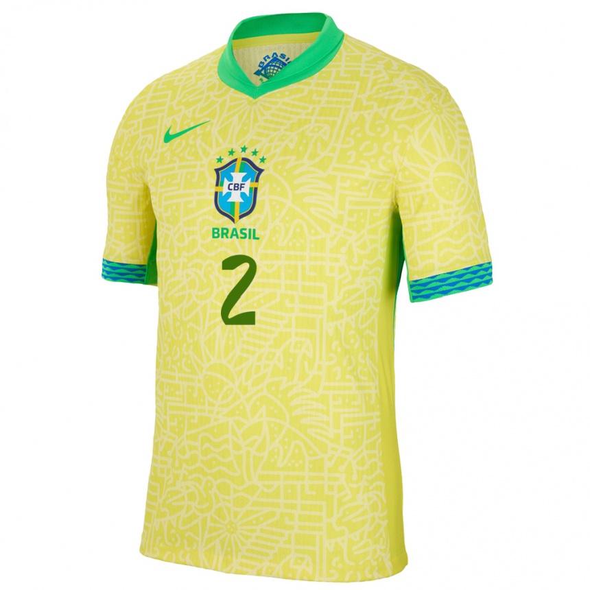 Niño Fútbol Camiseta Brasil Victor Gabriel #2 Amarillo 1ª Equipación 24-26