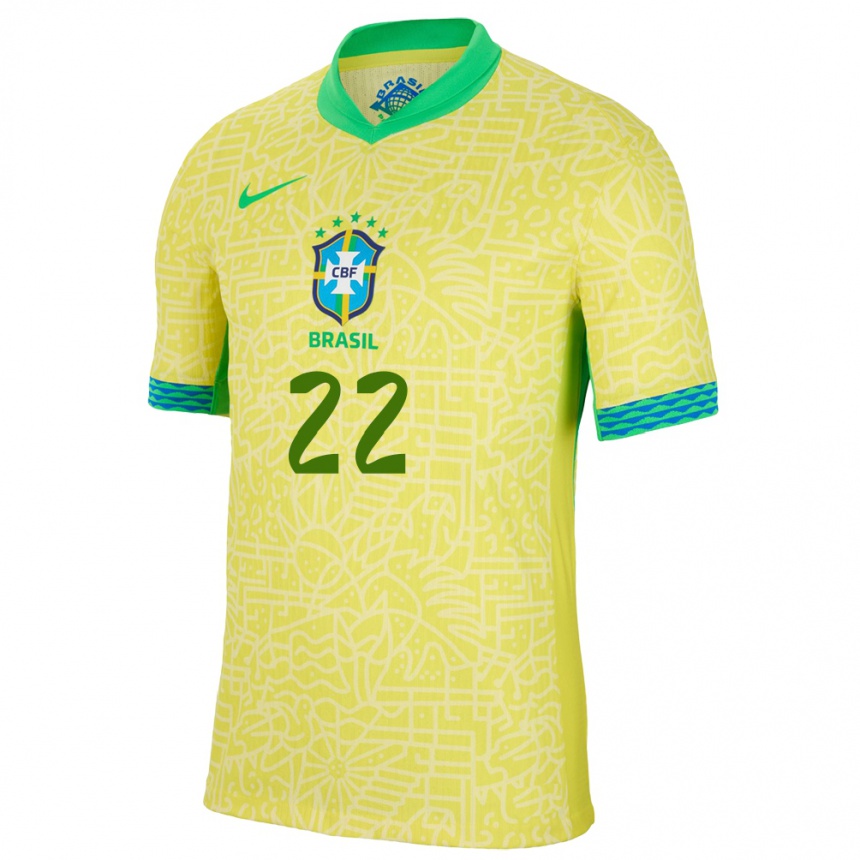 Niño Fútbol Camiseta Brasil Cayo Felipe #22 Amarillo 1ª Equipación 24-26