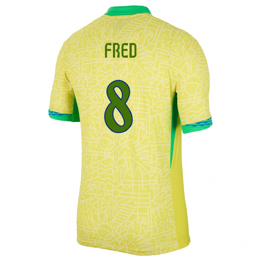 Niño Fútbol Camiseta Brasil Fred #8 Amarillo 1ª Equipación 24-26