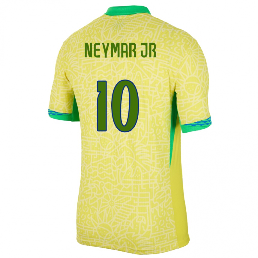 Niño Fútbol Camiseta Brasil Neymar #10 Amarillo 1ª Equipación 24-26