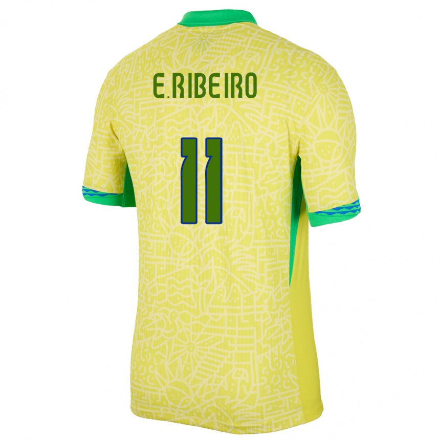 Niño Fútbol Camiseta Brasil Everton Ribeiro #11 Amarillo 1ª Equipación 24-26