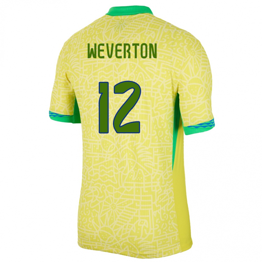 Niño Fútbol Camiseta Brasil Weverton #12 Amarillo 1ª Equipación 24-26