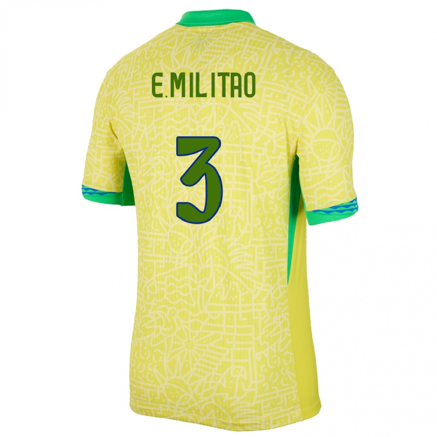 Niño Fútbol Camiseta Brasil Eder Militao #3 Amarillo 1ª Equipación 24-26