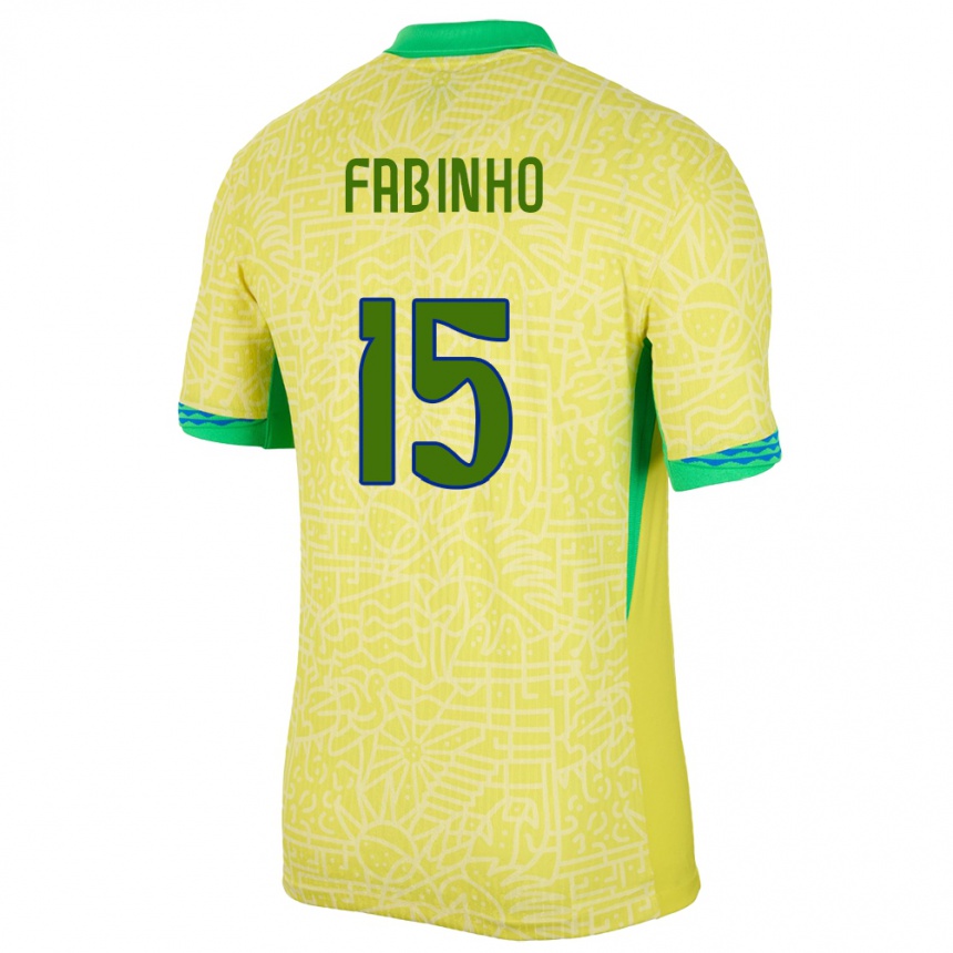 Niño Fútbol Camiseta Brasil Fabinho #15 Amarillo 1ª Equipación 24-26