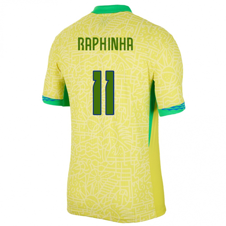 Niño Fútbol Camiseta Brasil Raphinha #11 Amarillo 1ª Equipación 24-26