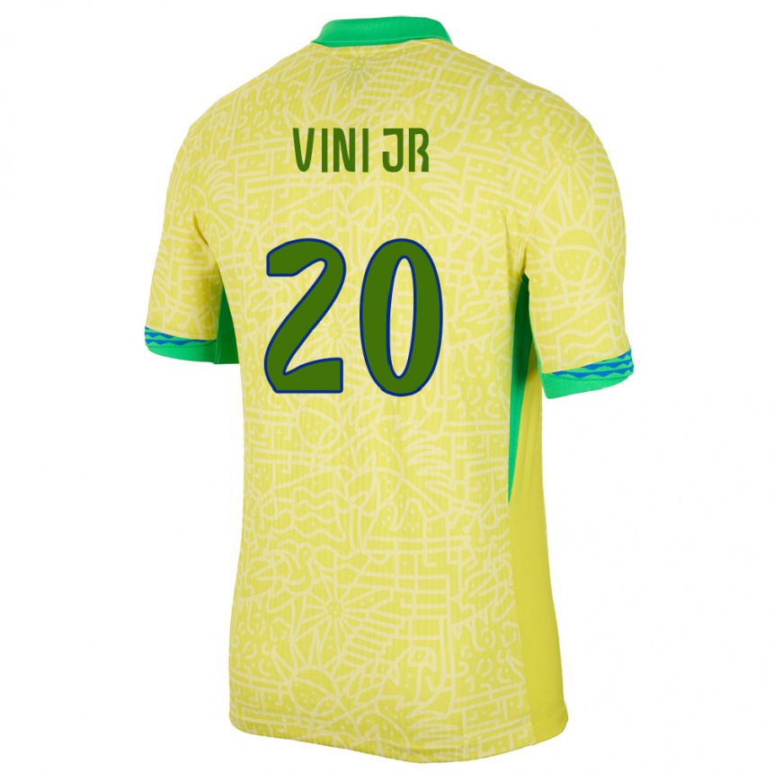 Niño Fútbol Camiseta Brasil Vinicius Junior #20 Amarillo 1ª Equipación 24-26