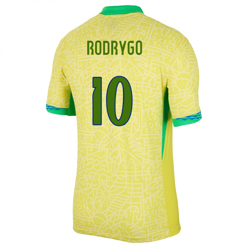 Niño Fútbol Camiseta Brasil Rodrygo #10 Amarillo 1ª Equipación 24-26
