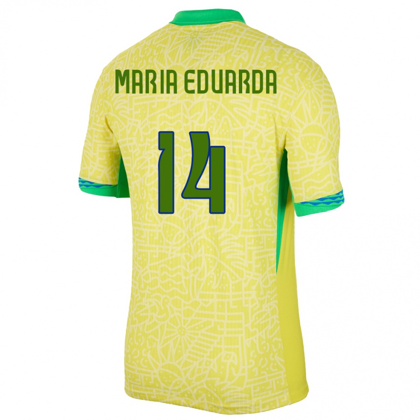 Niño Fútbol Camiseta Brasil Maria Eduarda #14 Amarillo 1ª Equipación 24-26