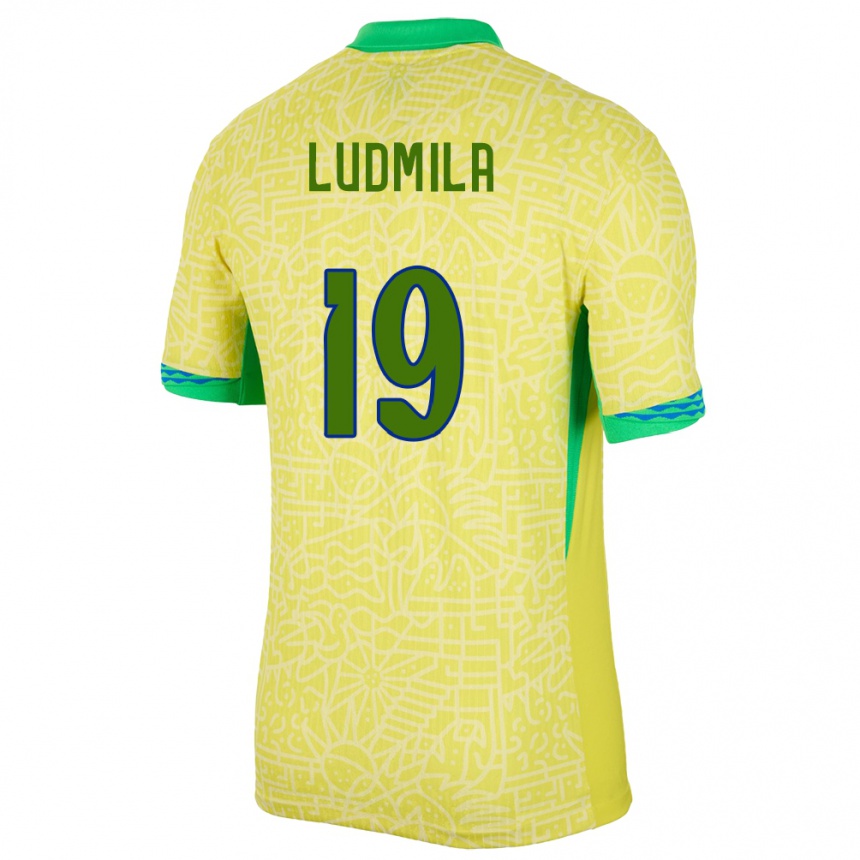 Niño Fútbol Camiseta Brasil Ludmila #19 Amarillo 1ª Equipación 24-26