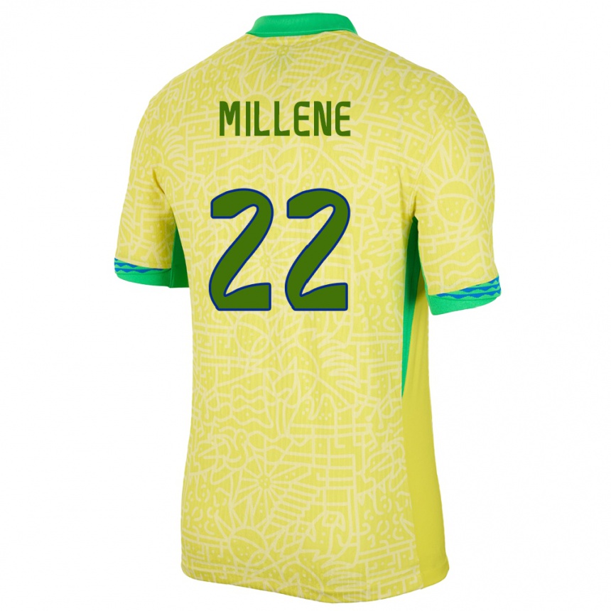 Niño Fútbol Camiseta Brasil Millene #22 Amarillo 1ª Equipación 24-26