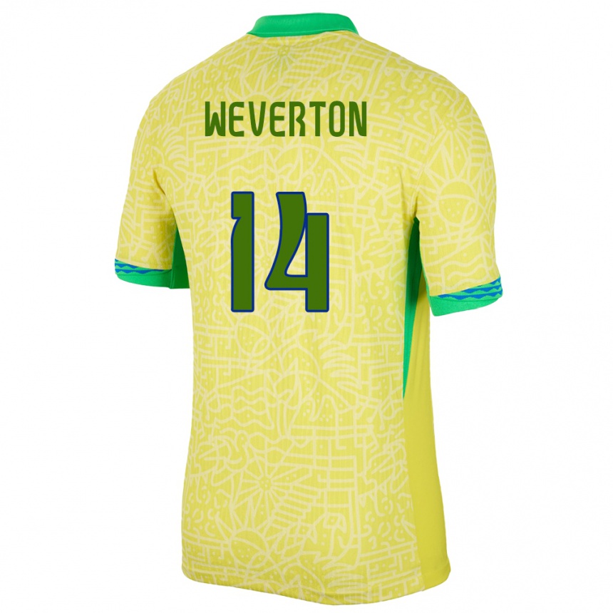 Niño Fútbol Camiseta Brasil Weverton #14 Amarillo 1ª Equipación 24-26