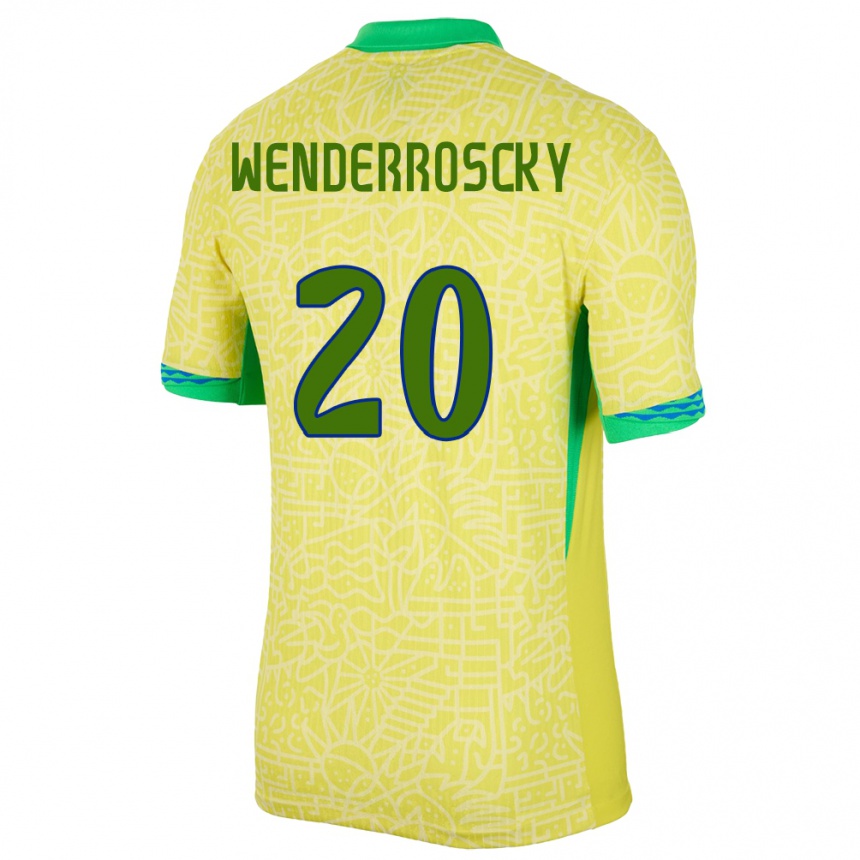 Niño Fútbol Camiseta Brasil Arthur Wenderroscky #20 Amarillo 1ª Equipación 24-26