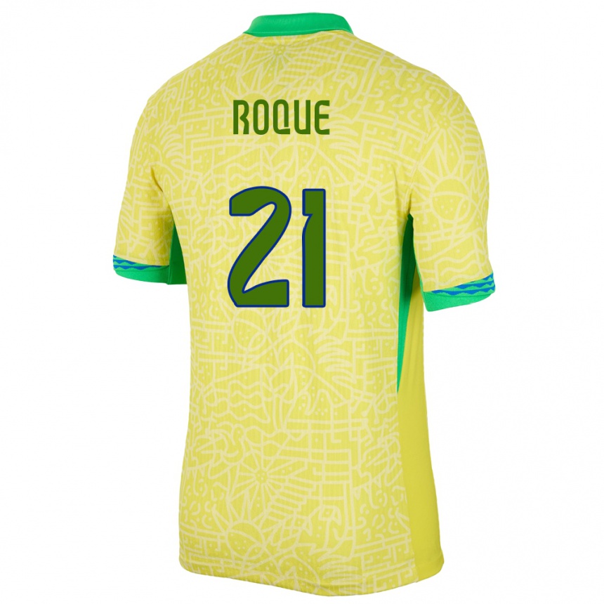 Niño Fútbol Camiseta Brasil Vitor Roque #21 Amarillo 1ª Equipación 24-26