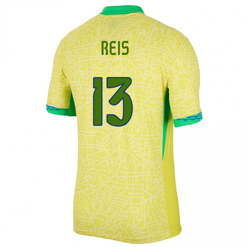 Niño Fútbol Camiseta Brasil Vitor Reis #13 Amarillo 1ª Equipación 24-26