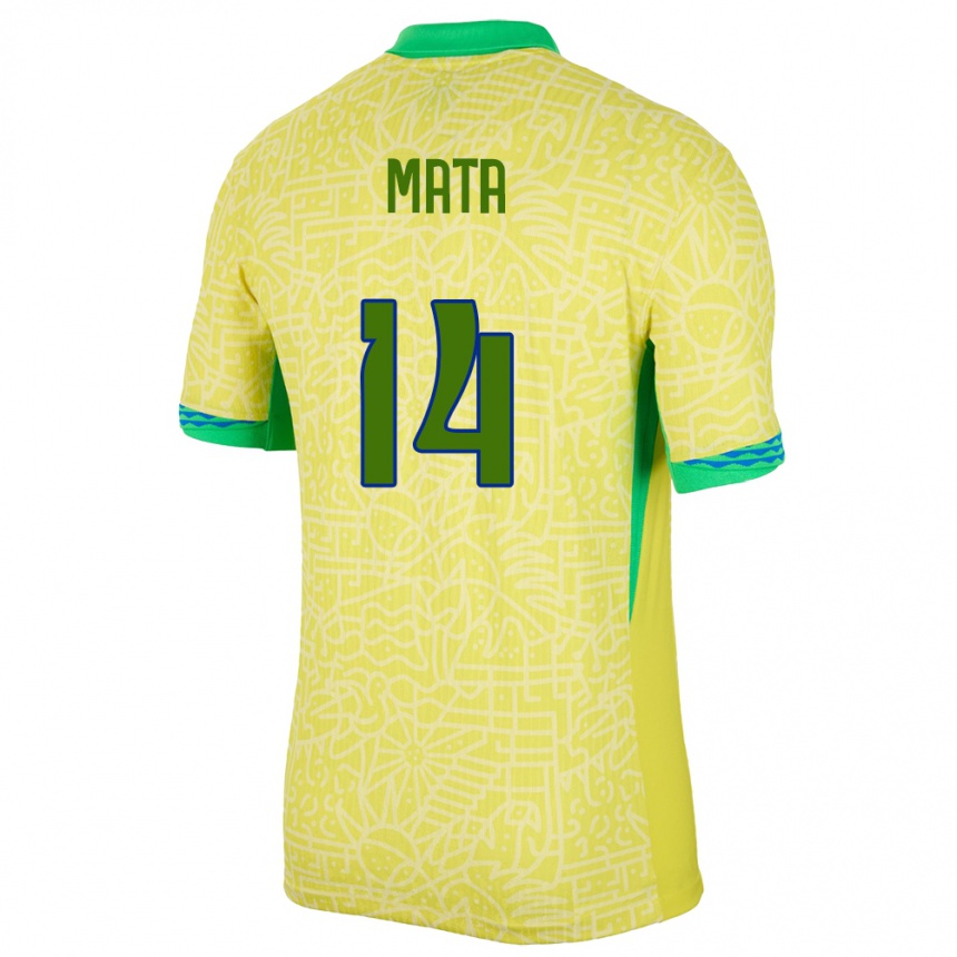 Niño Fútbol Camiseta Brasil Da Mata #14 Amarillo 1ª Equipación 24-26